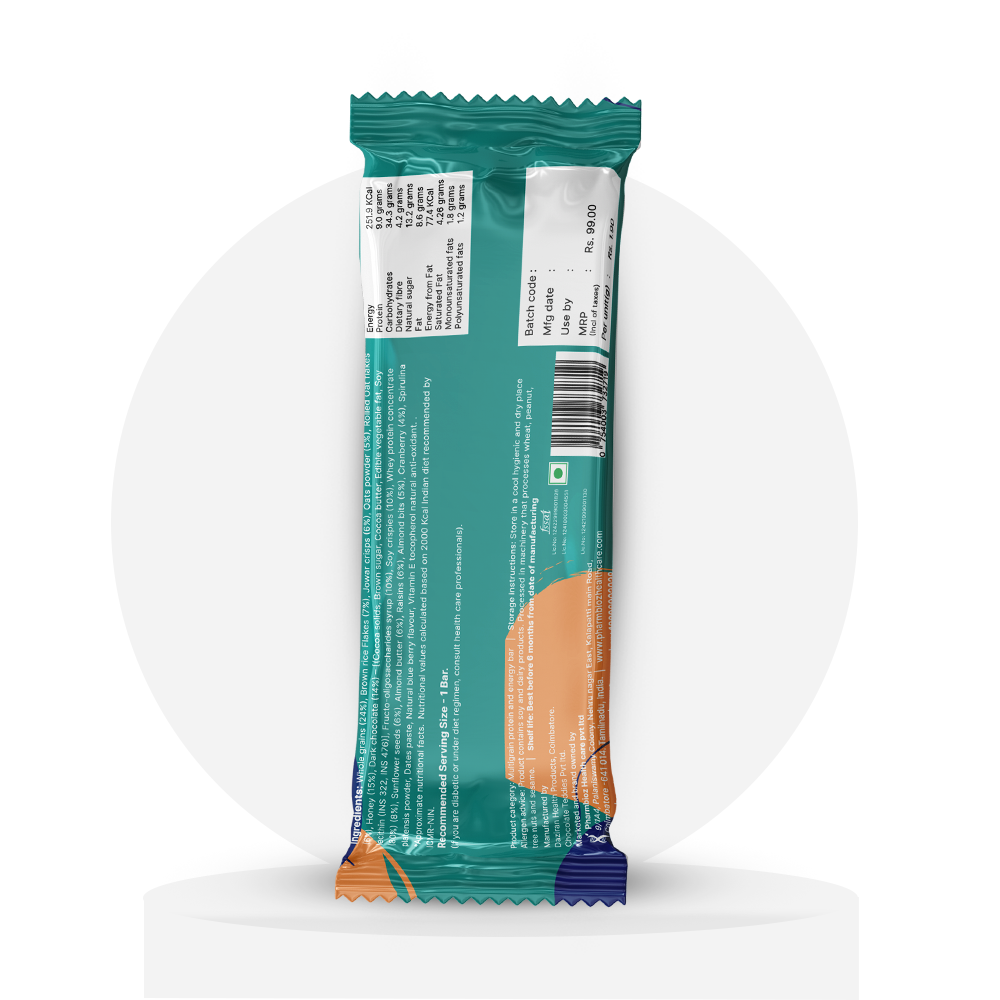 Almond Blueberry | Pack of 6 x 52g | Inspira Protein Bar